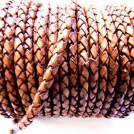 BoloA37: Braided Leather Natural 3.2/3.5mm(25 METRES)