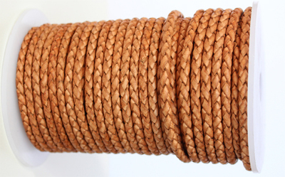 BoloA37m: Braided Leather Natural 3.5mm(1metre)