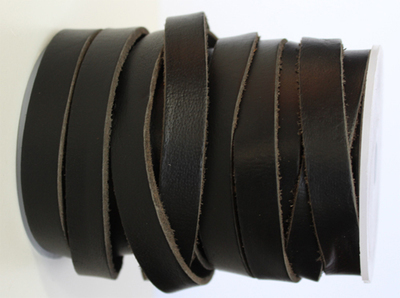 LF002: Leather Flat 12x1.2mm Black - (1M)