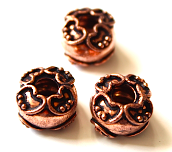 antCop004: Spacer Hearts Antique Copper (10 pieces)