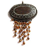 Pendant Tribal Antq Silver Brown