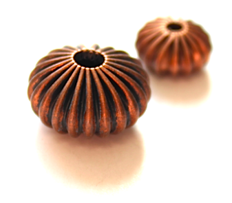 antCop012: Spacer Doughnut Riffles Antique Copper 13x8mm