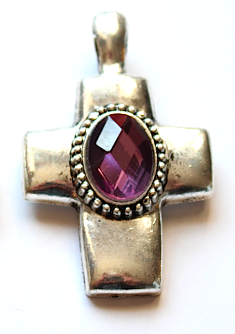 Pendant Cross Diamante Purple