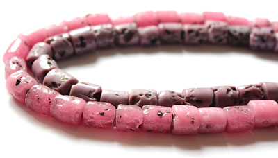 Antique Glass Tube Pink - 12x12mm - 29 pieces