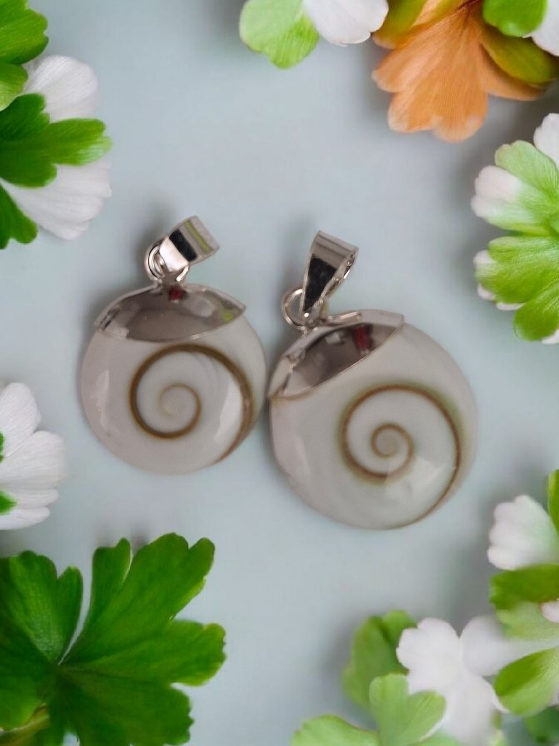 925 sterling silver Shiva shell pendant size 14x17mm