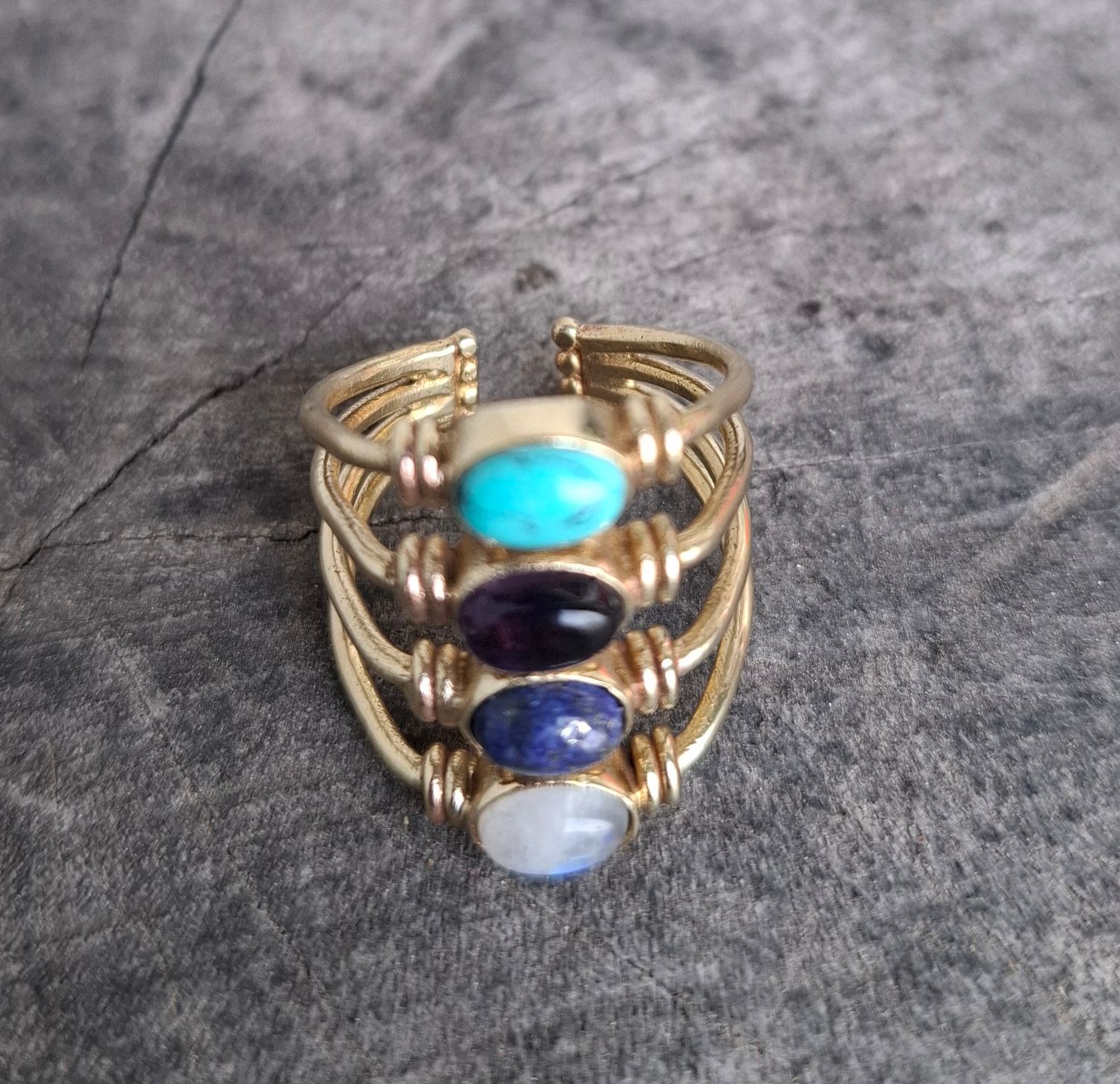 Brass 4 stone ring