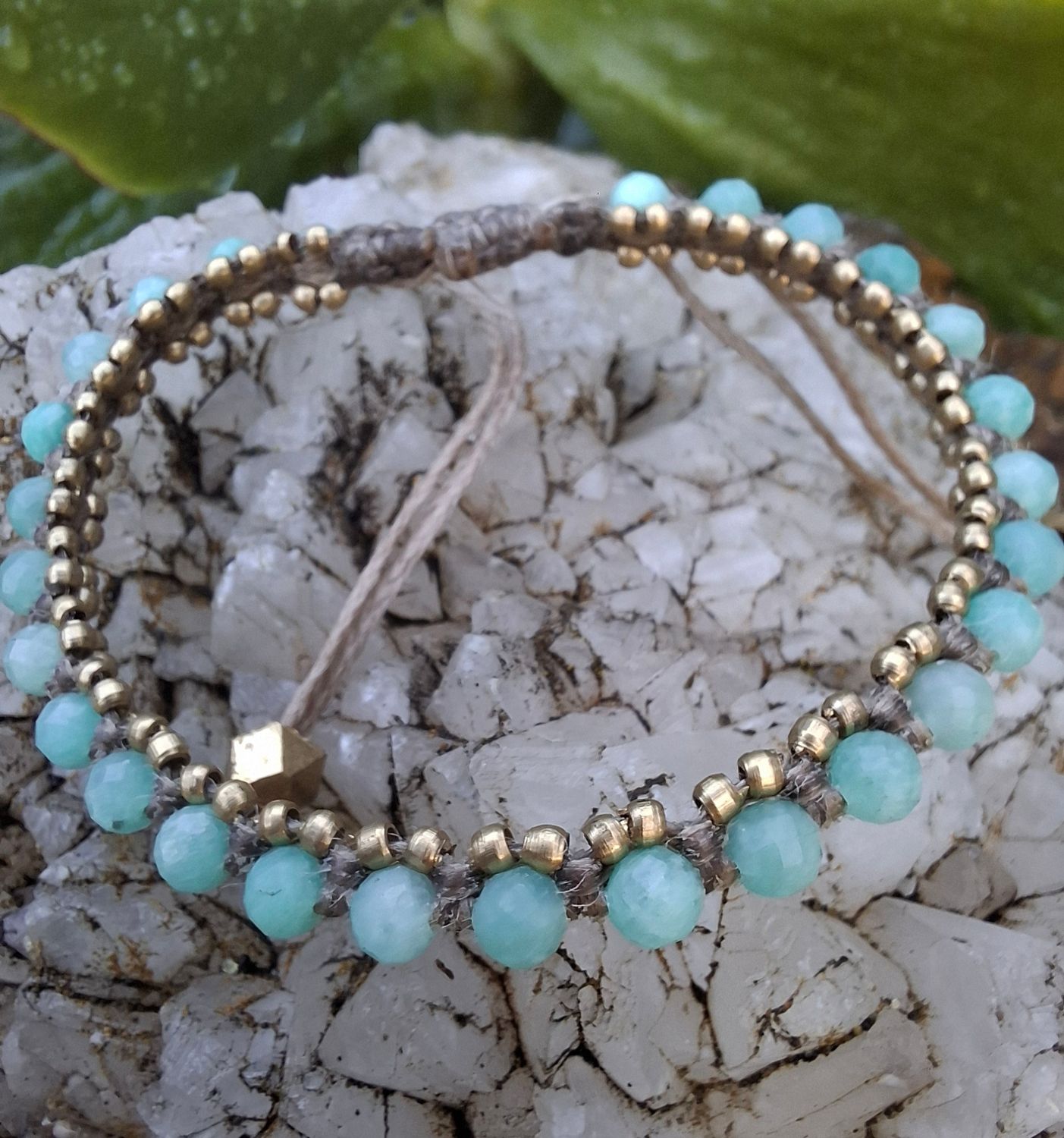 MC07. Macrame Green Amazonite bracelet