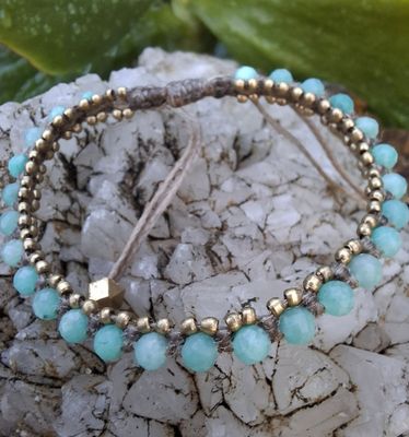 MC07. Macrame Green Amazonite bracelet