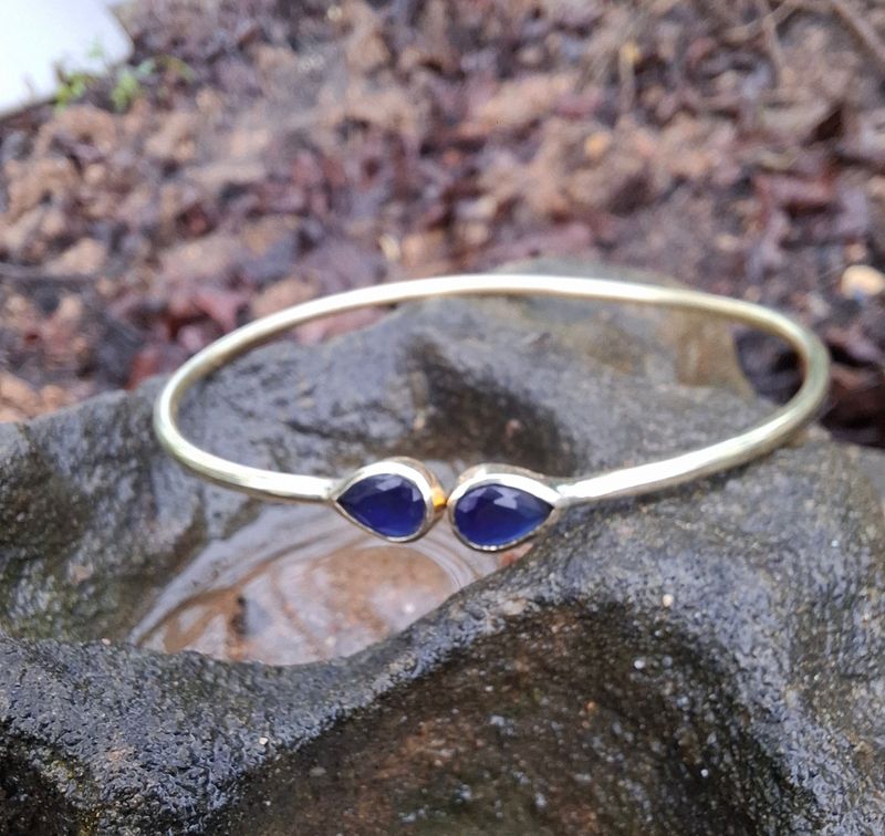  BBK07:Brass bracelet Cubic sapphire 