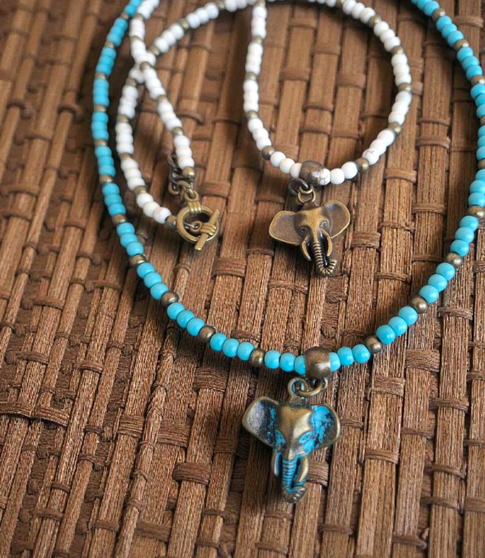 Elephant &amp; howlite  blue