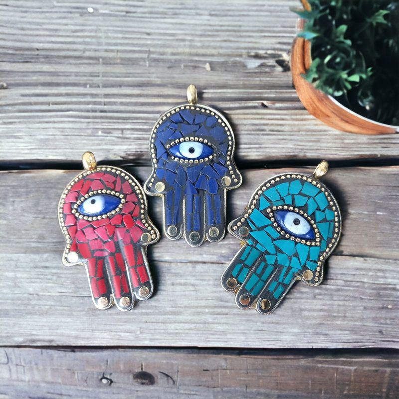 Evil eye semi-precious pendants