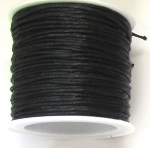 Cotton Cord Waxed Black 1mm(+-25yds)