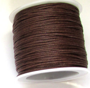 Cotton Cord Waxed Brown 1mm(+-25yds)