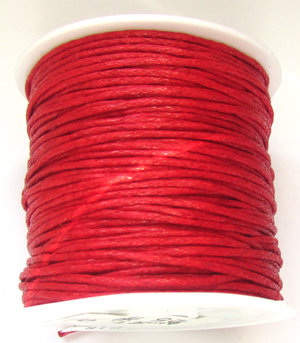 Cotton Cord Waxed Red 1mm(+-25yds)