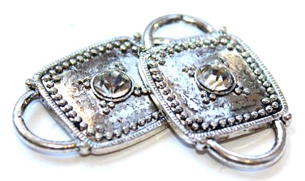 Leather Spacer Square Crystal Clear(2 pieces)