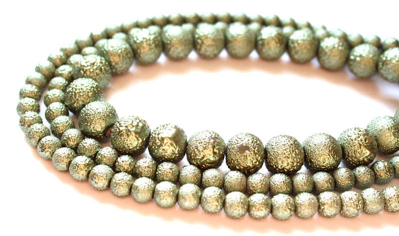 Ice Pearls Olive Green 15mm