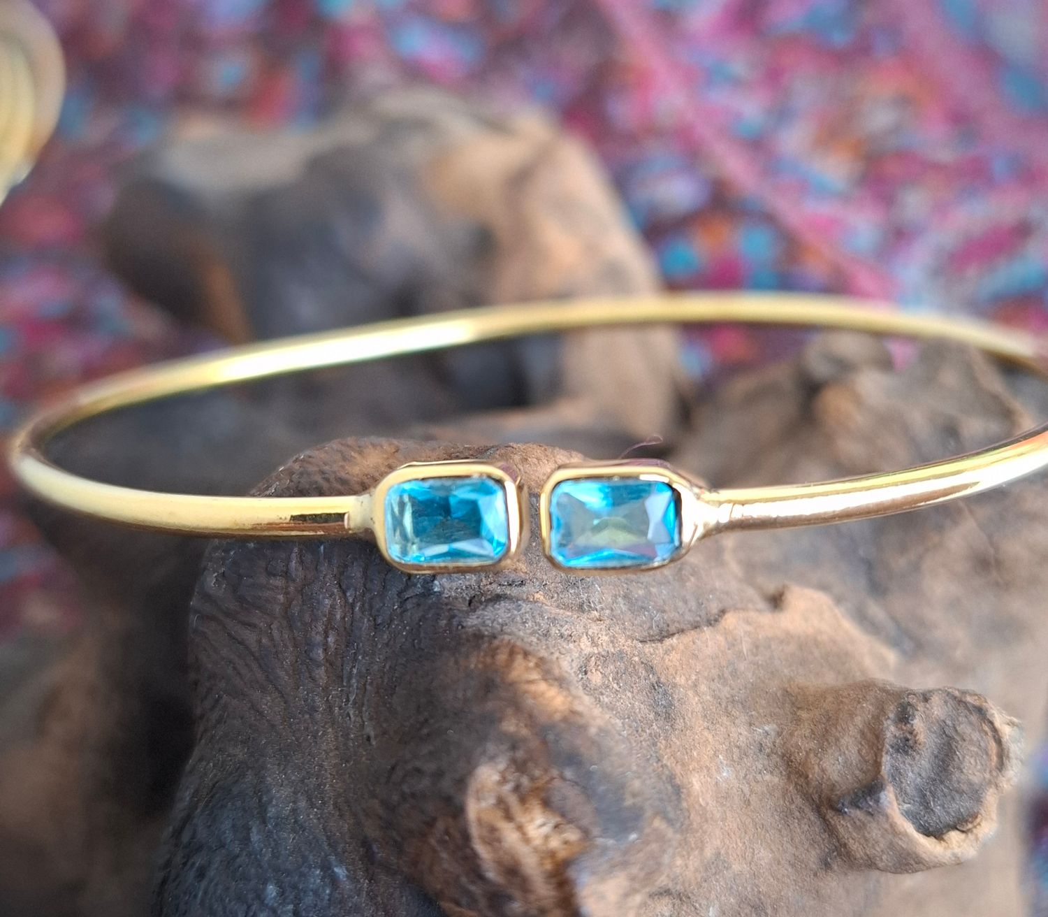  BBK06:Brass bracelet Topaz 