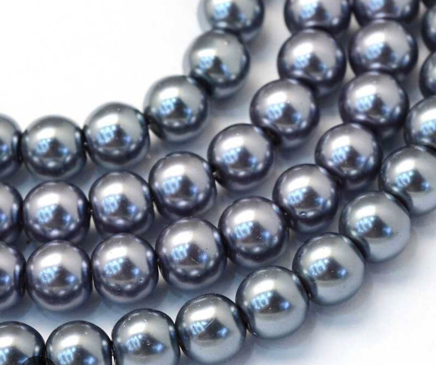 Glass Pearl: gun-metal 6mm