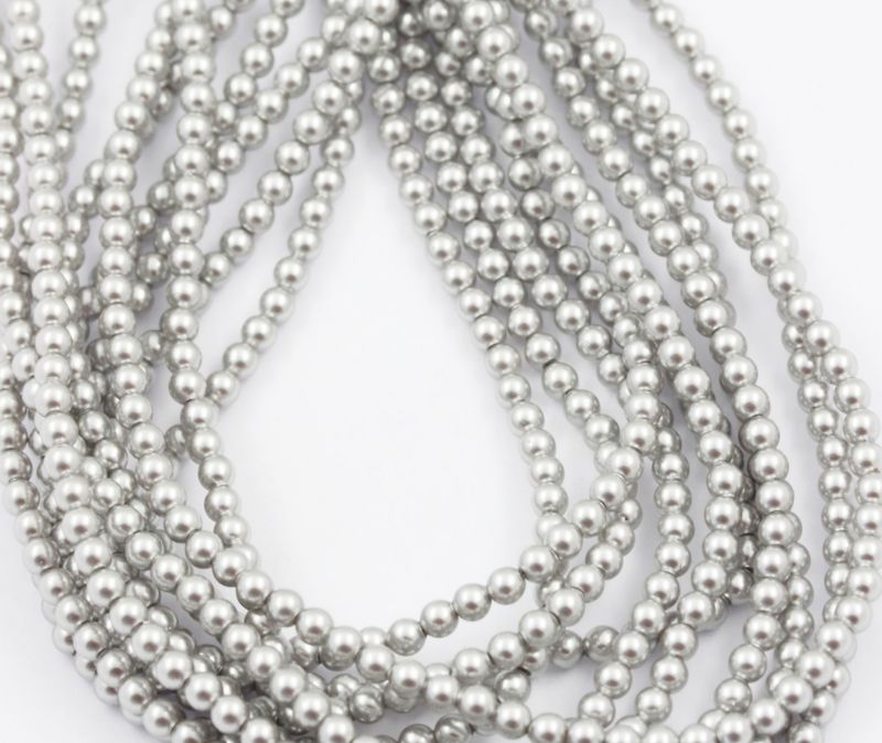 Glass Pearl: silver 6mm