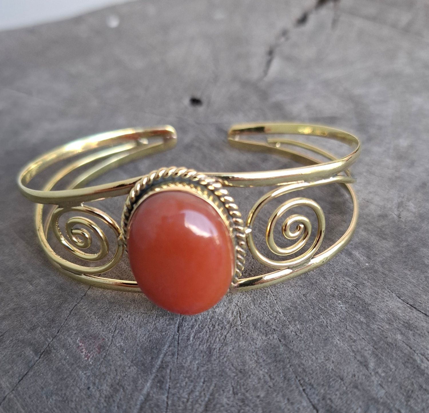 Brass Bracelet: Jasper