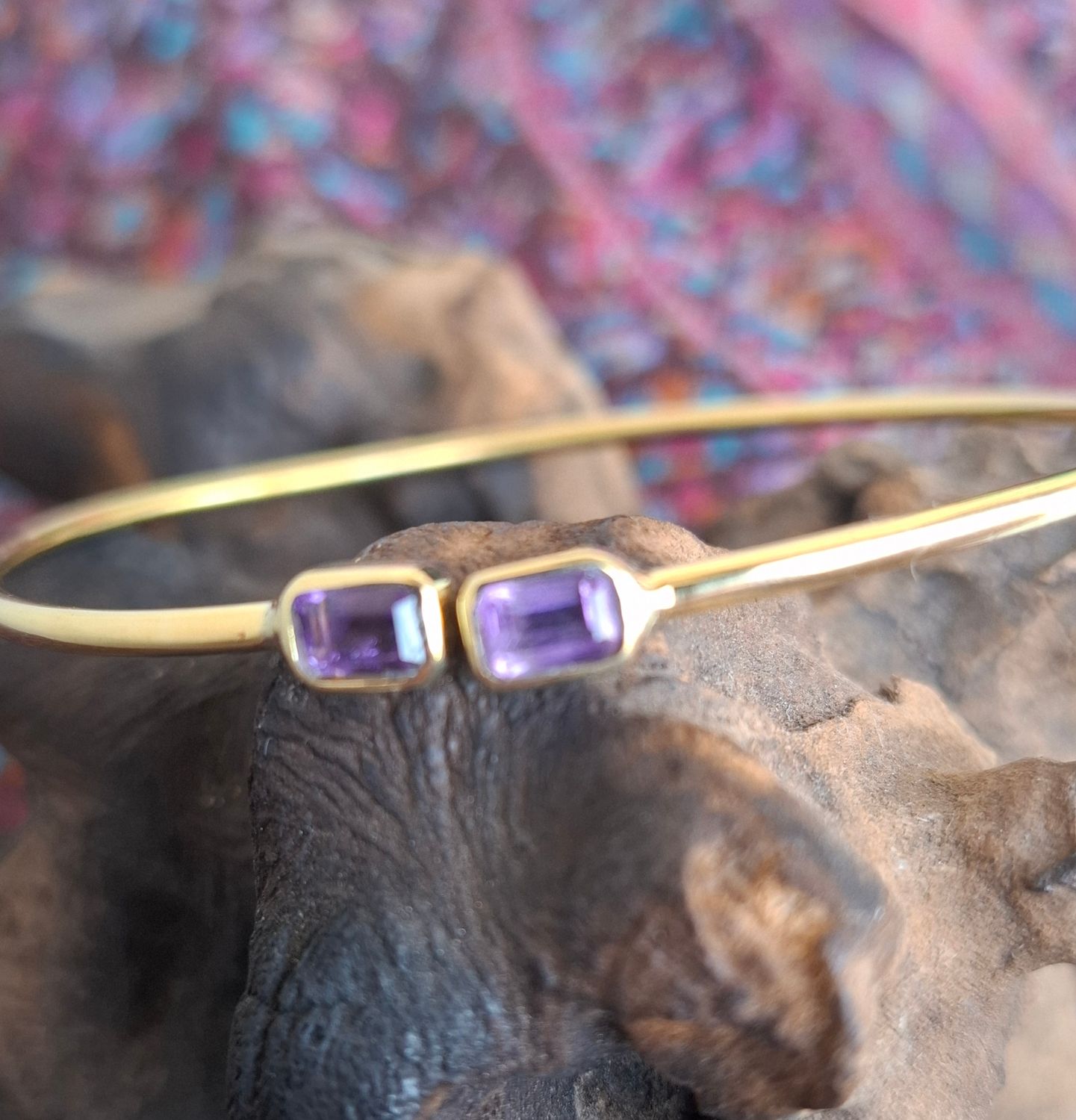  BBK06:Brass bracelet Amethyst 