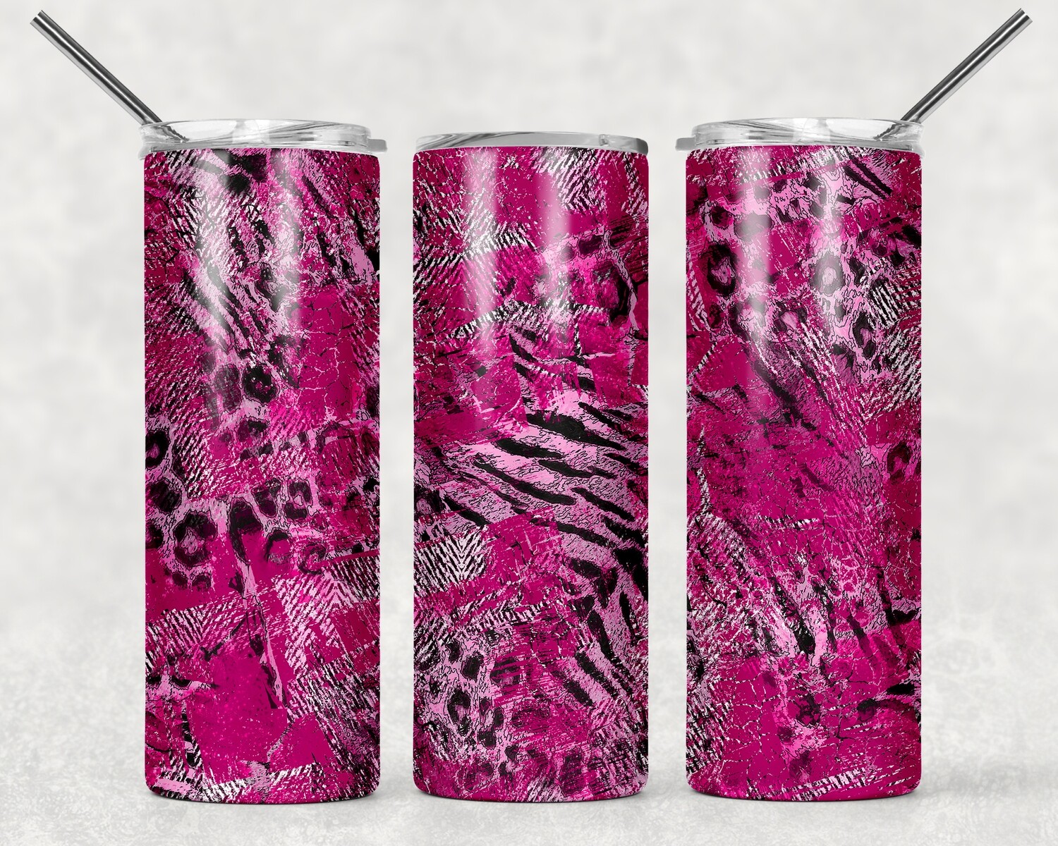 Pink Cheetah Print Abstract Tumbler