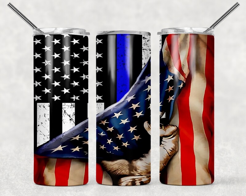 Police Officer USA Flag Tumbler