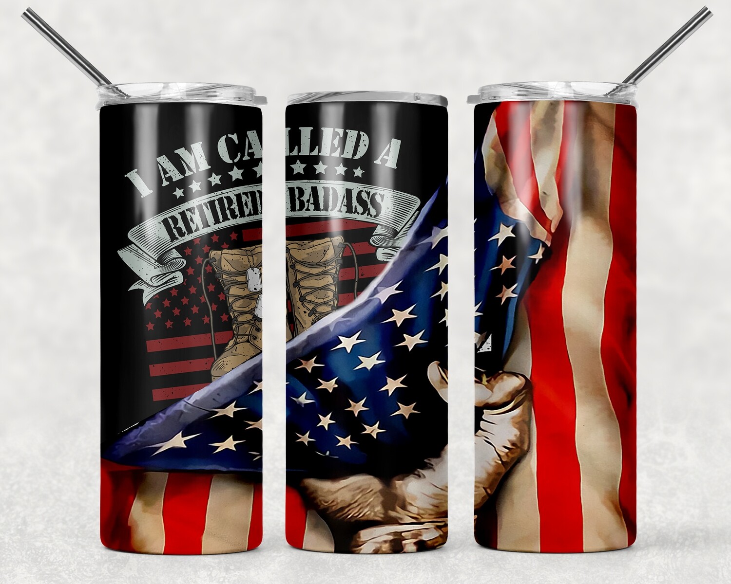 Funny Veteran Military Army USA-Retired badass Tumbler