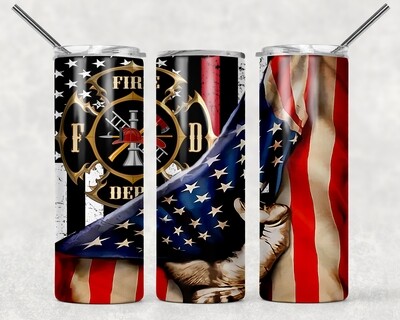 Fire Fighter USA Flag Tumbler