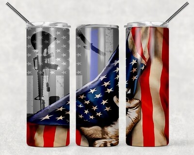 Veteran Military Army USA Flag Tumbler
