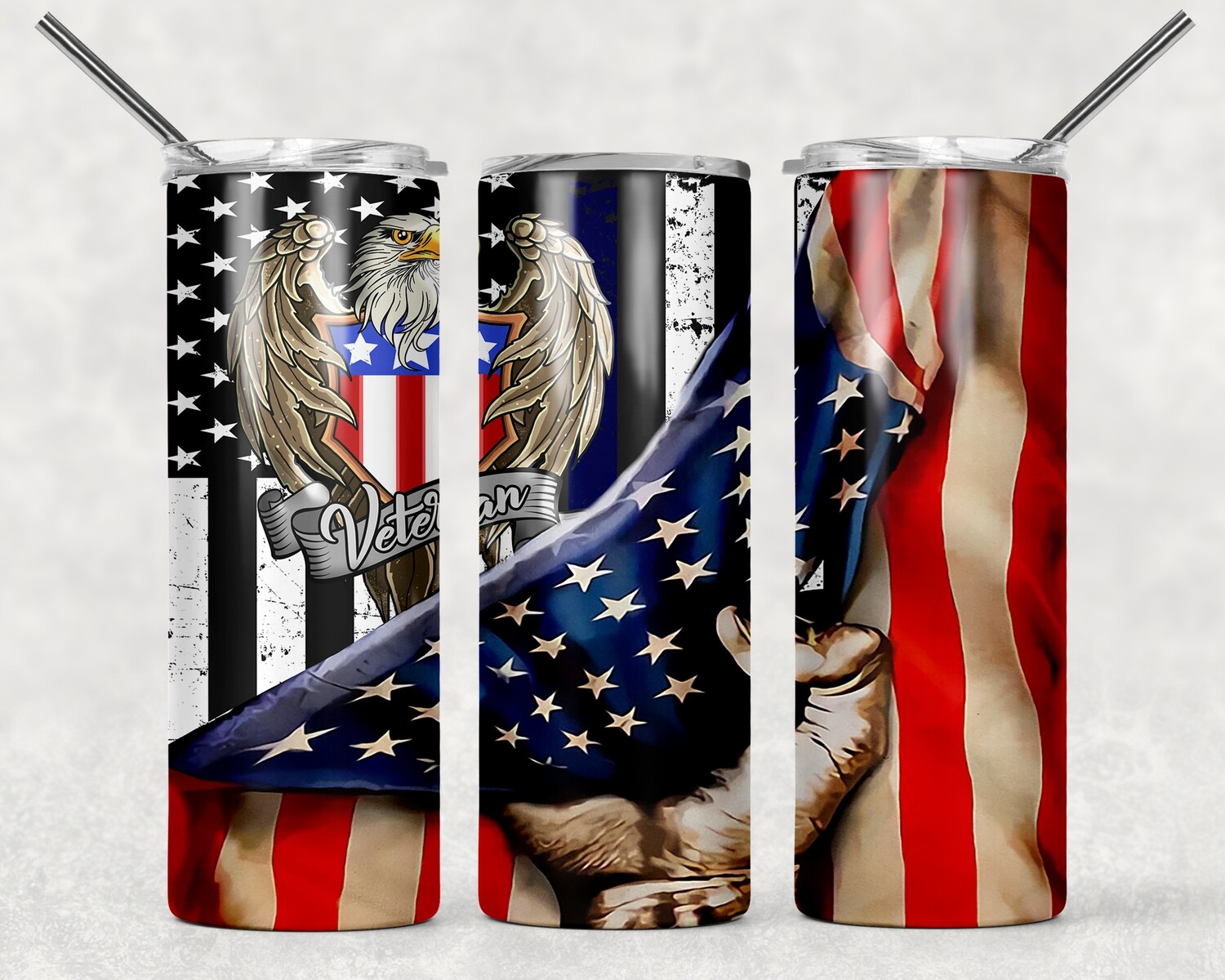 Veteran Military Army USA Flag Tumbler