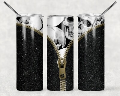 Zip Glitter Skull Tumbler