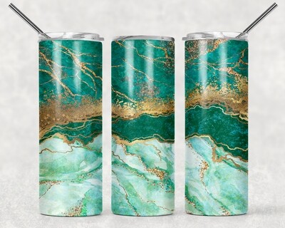 Emerald Green Beach Glitter Gold Tumbler