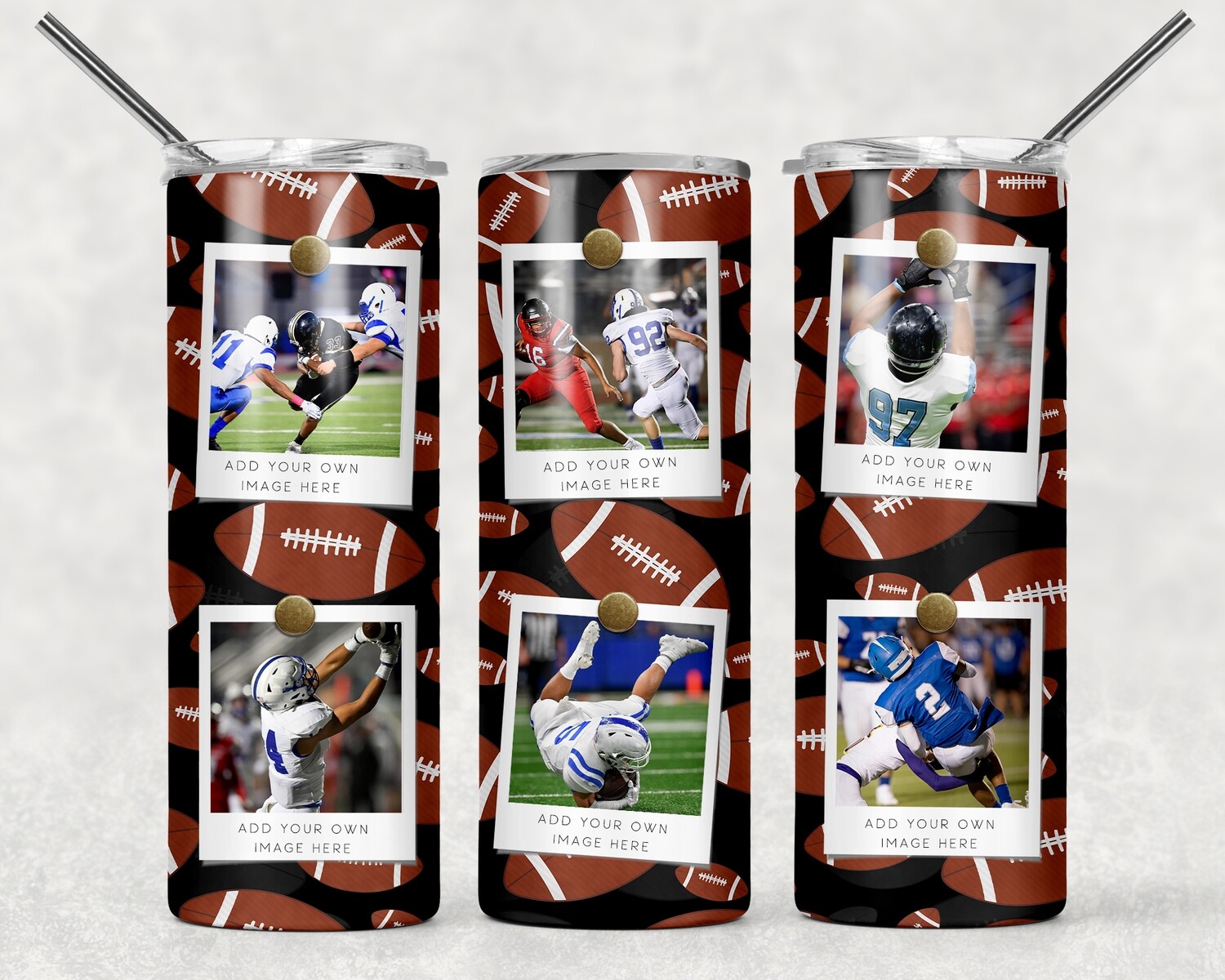 Football Polaroid Photo Tumbler