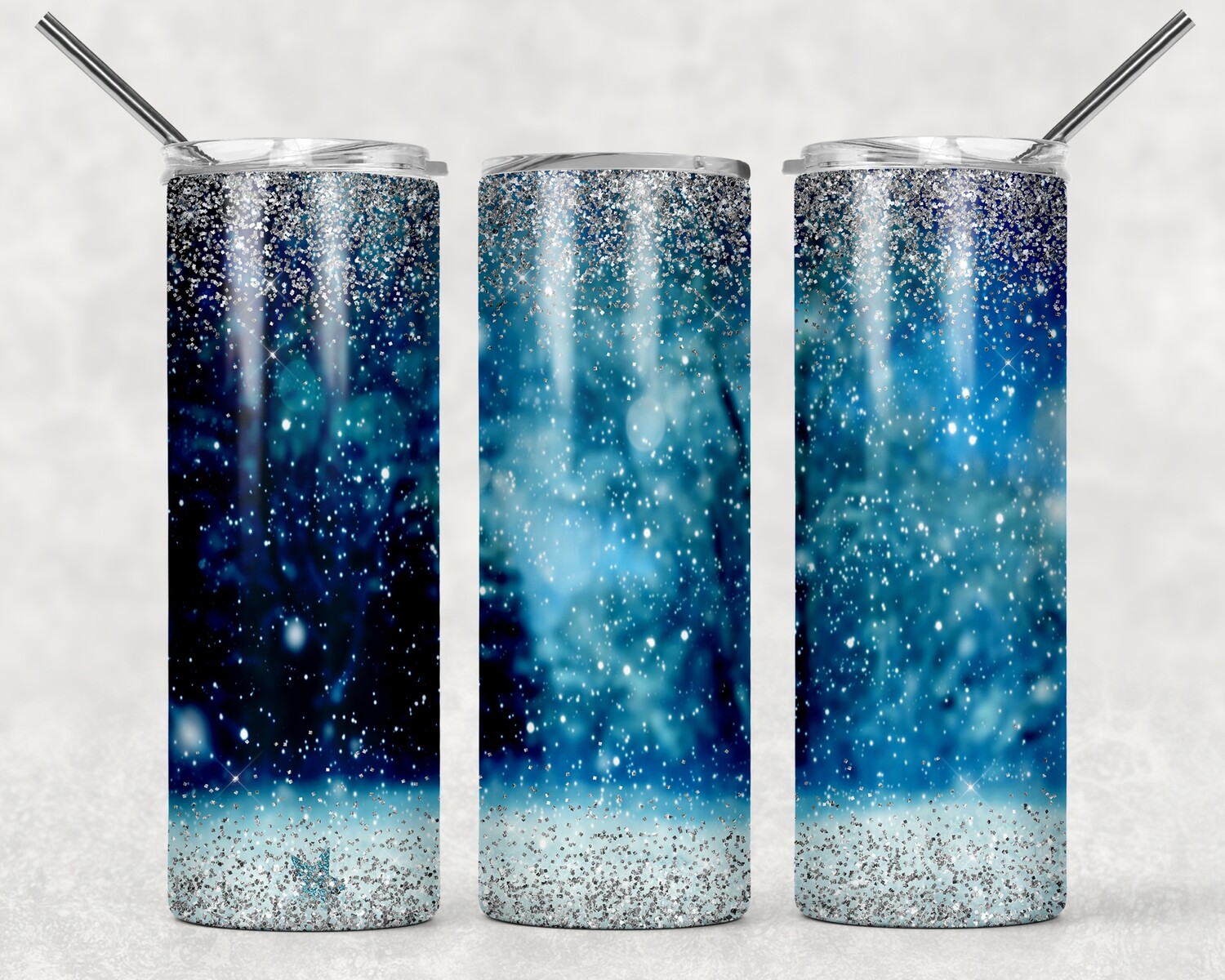 Snow Snowflakes Blue Christmas Tumbler
