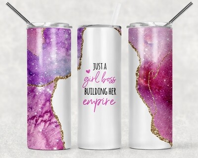 Pink Just a Girl Boss Building Her Empire Agate Galaxy Tumbler
