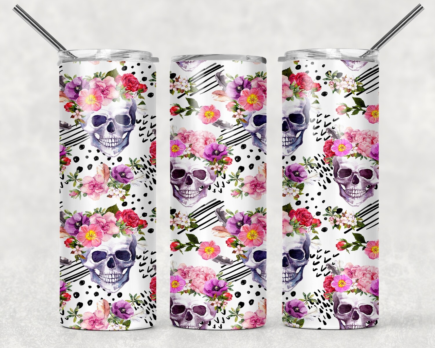 Floral Skull Tumbler