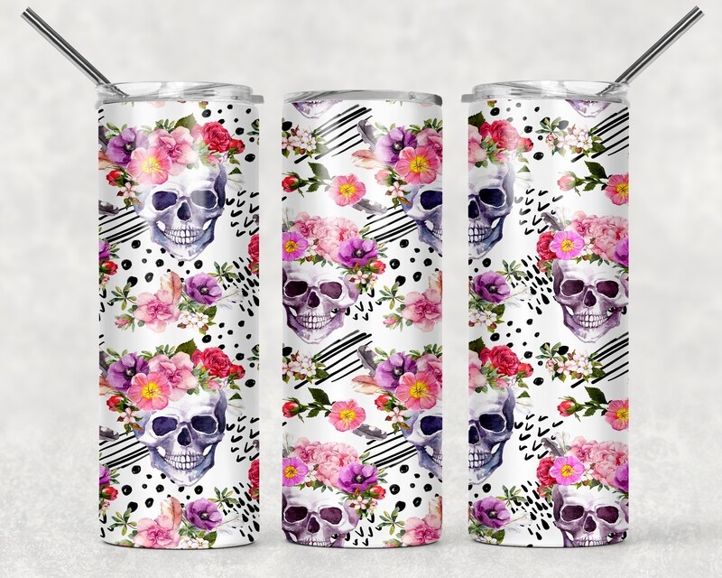 Floral Skull Tumbler