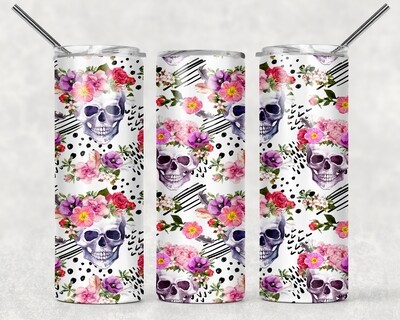 Floral Skull Tumbler
