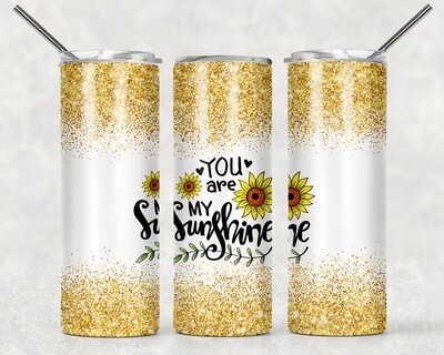 Sunflower You are My Sunshine Glitter Gold Tumbler