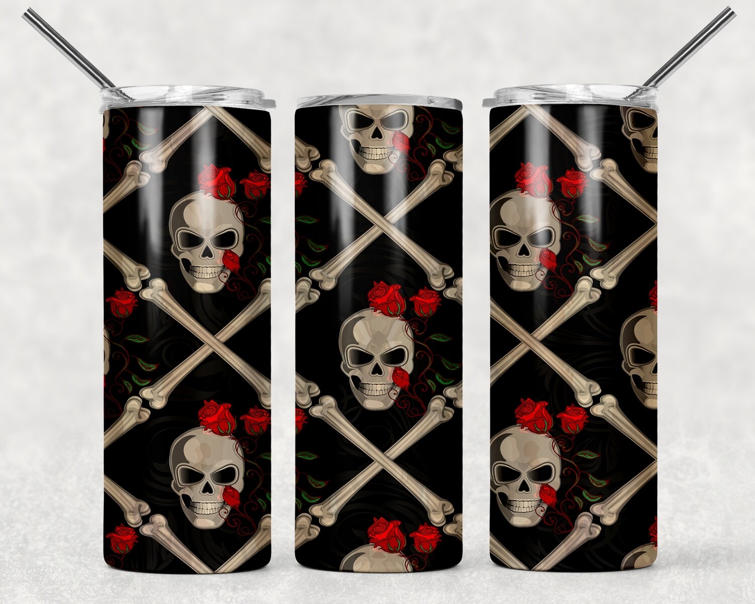 Floral Skull &amp; Bones Tumbler