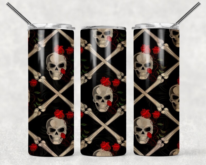 Floral Skull &amp; Bones Tumbler