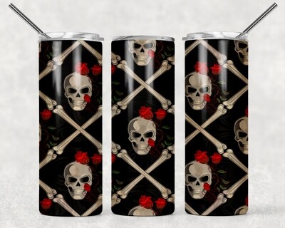 Floral Skull &amp; Bones Tumbler