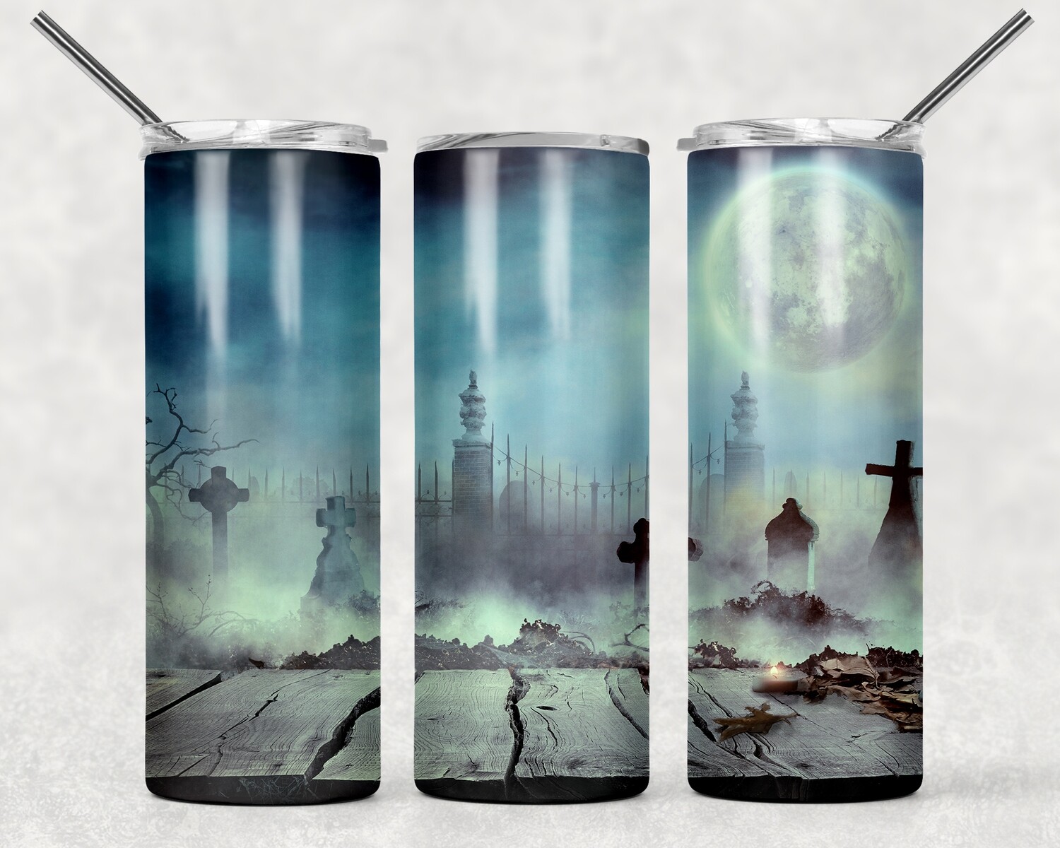 Halloween Spooky Graveyard Background Tumbler