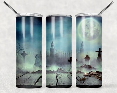 Halloween Spooky Graveyard Background Tumbler