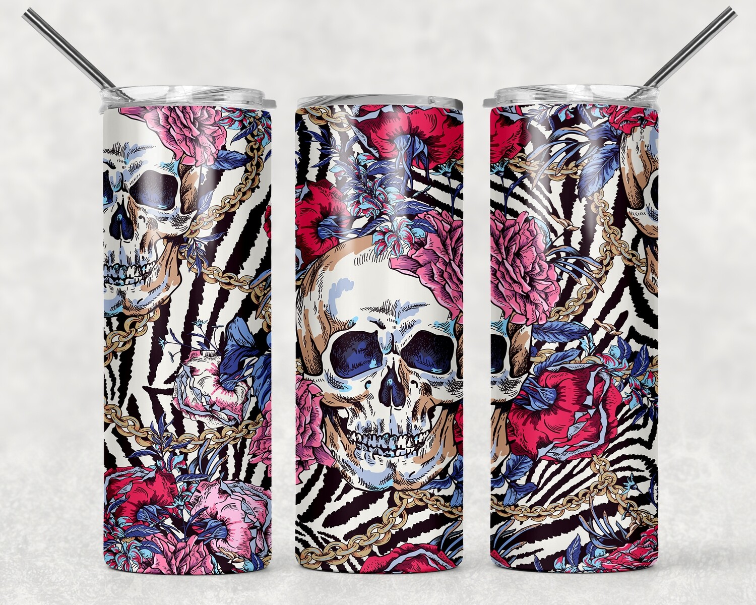 Floral Skull Halloween Tumbler