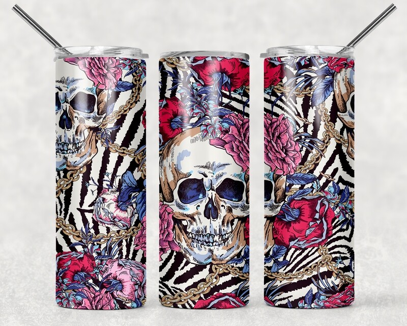 Floral Skull Halloween Tumbler