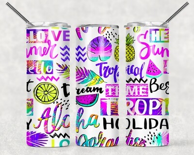 Summer Vacation Tropical Floral Summer Tumbler