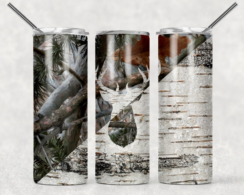 Camo Deer Stag Rustic Hunting Hunter Tumbler