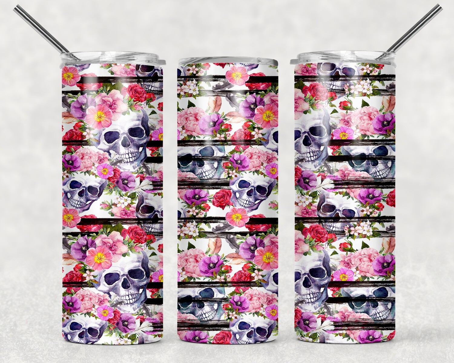 Floral Skull Tumbler